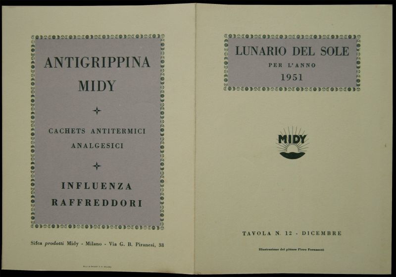 画像: Piero Fornasetti／ピエロ・フォルナセッティ【LUNARIO DEL SOLE PER L'ANNO 1951】DICEMBRE