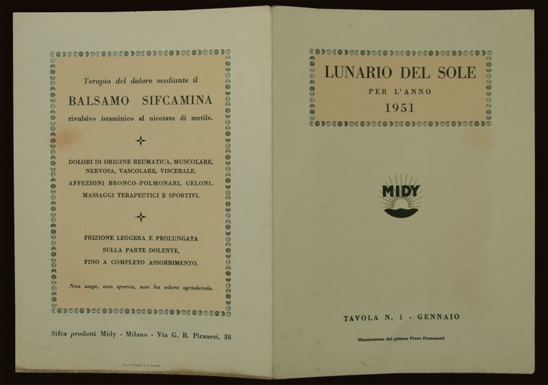 画像: Piero Fornasetti／ピエロ・フォルナセッティ【LUNARIO DEL SOLE PER L'ANNO 1951】GENNAIO