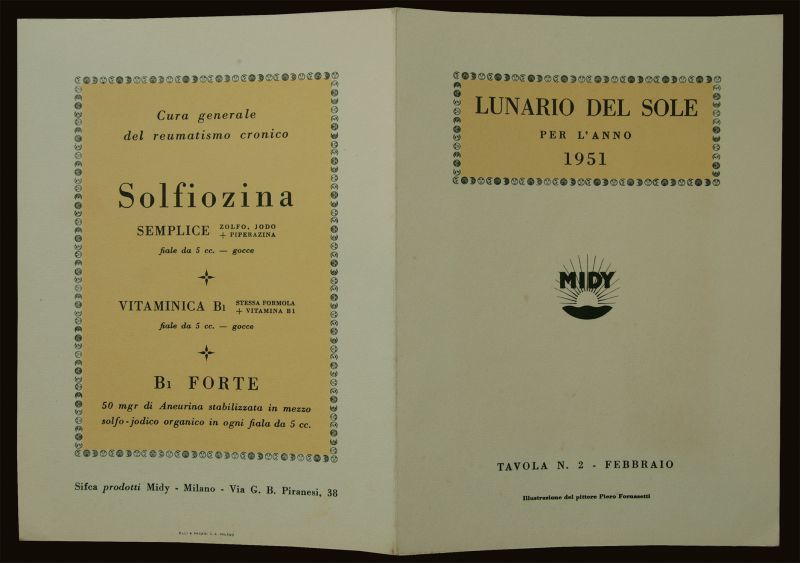 画像: Piero Fornasetti／ピエロ・フォルナセッティ【LUNARIO DEL SOLE PER L'ANNO 1951】FEBBRAIO