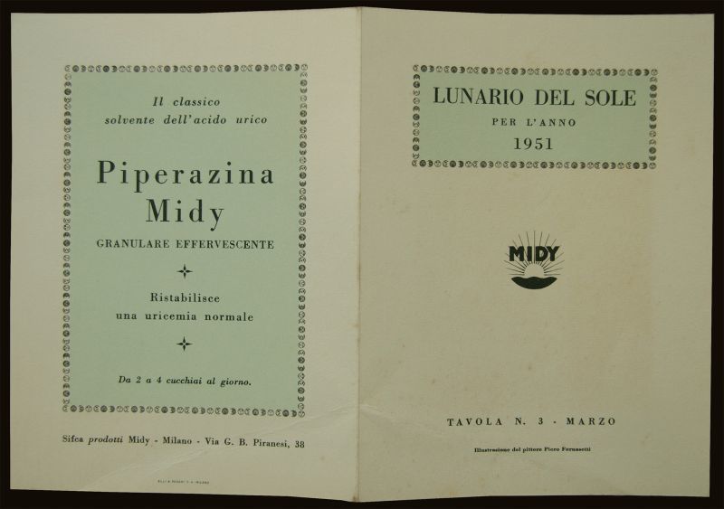 画像: Piero Fornasetti／ピエロ・フォルナセッティ【LUNARIO DEL SOLE PER L'ANNO 1951】MARZO