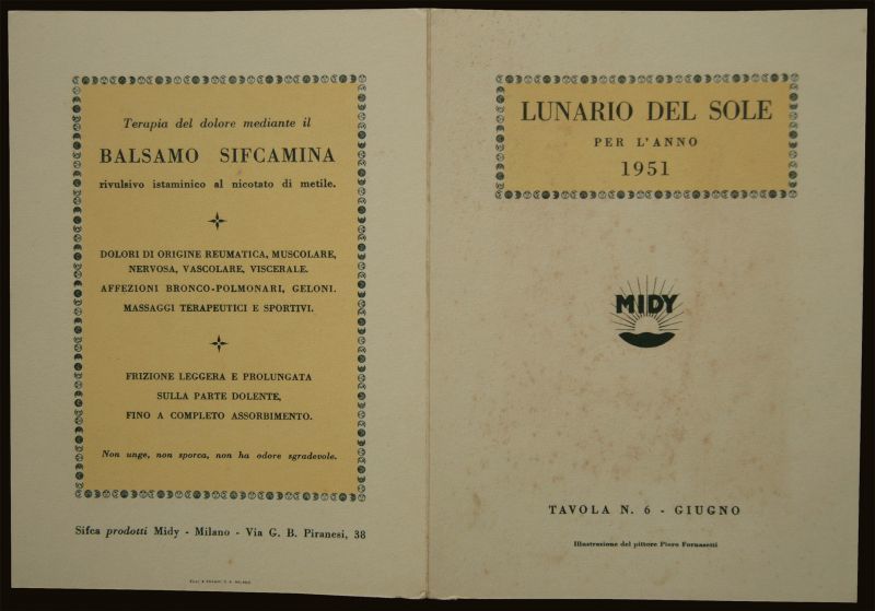 画像: Piero Fornasetti／ピエロ・フォルナセッティ【LUNARIO DEL SOLE PER L'ANNO 1951】GIUGNO