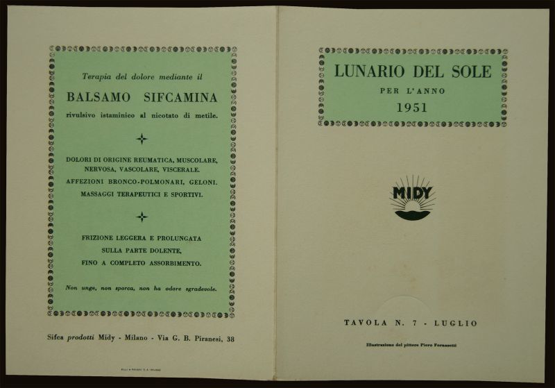 画像: Piero Fornasetti／ピエロ・フォルナセッティ【LUNARIO DEL SOLE PER L'ANNO 1951】LUGLIO