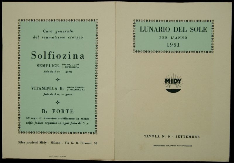 画像: Piero Fornasetti／ピエロ・フォルナセッティ【LUNARIO DEL SOLE PER L'ANNO 1951】SETTEMBRRE