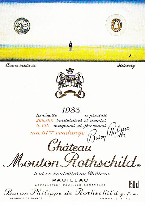 画像: Saul Steinberg／ソウル・スタインバーグ【Chateau mouton rothschild 1983】ワインラベル